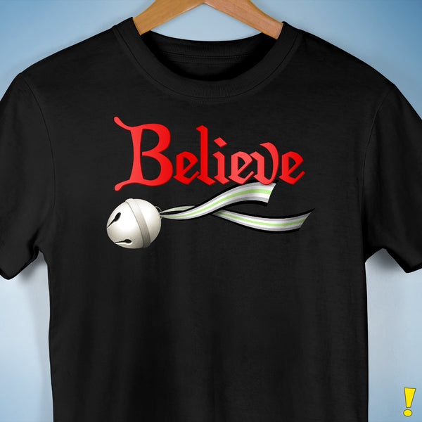 Believe Agender Pride Jingle Bell Premium Unisex T-Shirt - Black